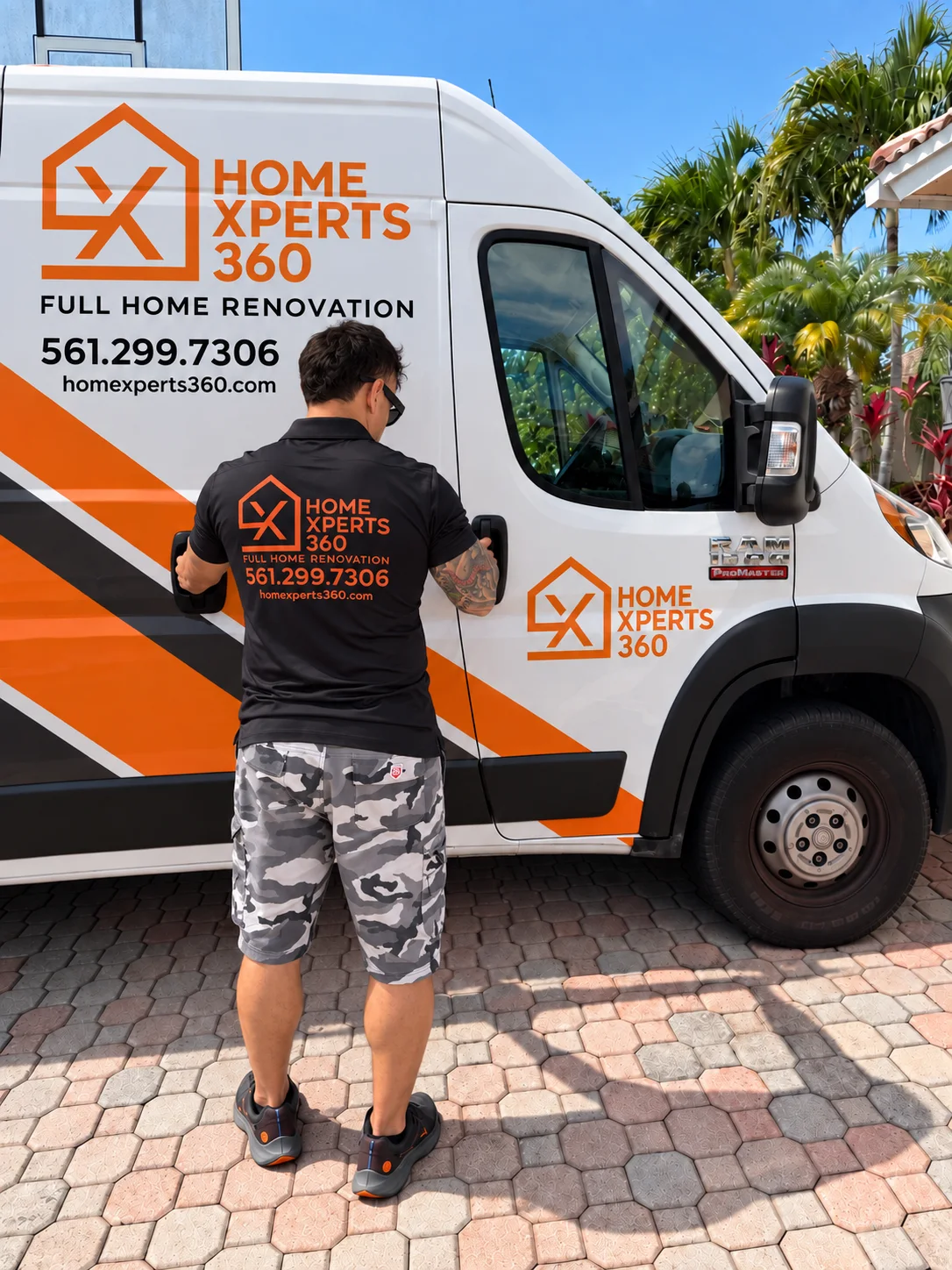 Home Xperts 360 team member at the company van in South Florida