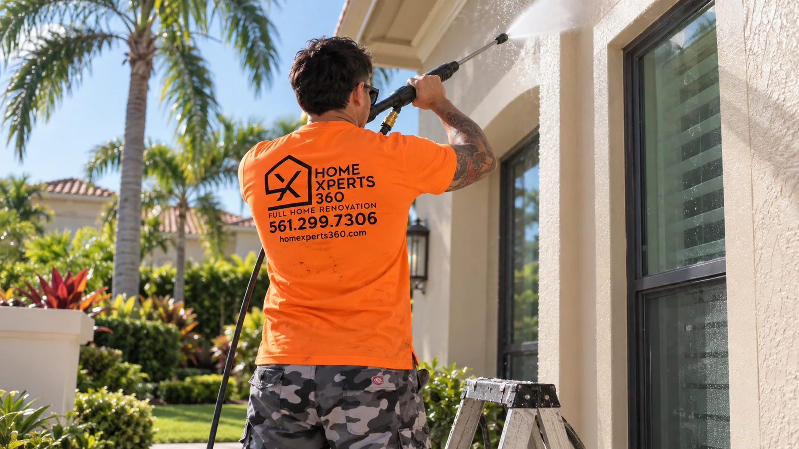 Pressure washing before painting