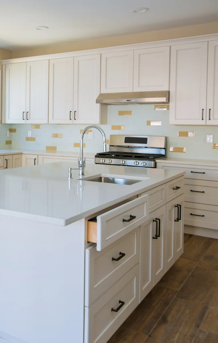 White shaker kitchen island